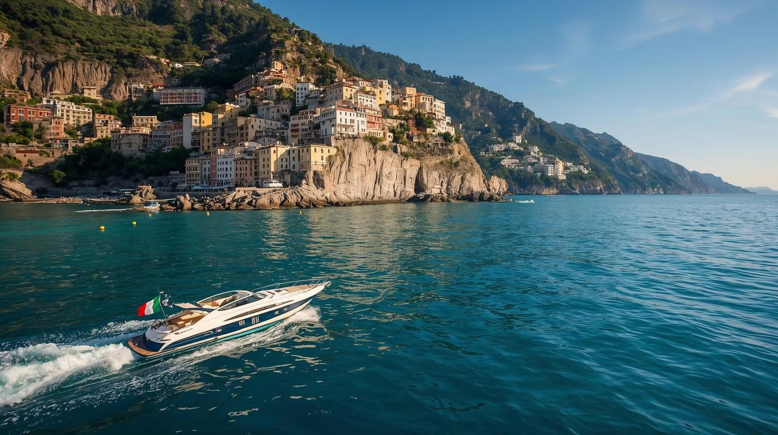 Private boat cruising the Amalfi Coast